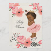 エスニックプリンセストゥトゥフローラ水彩ベビーシャワー 招待状 (正面/裏面)