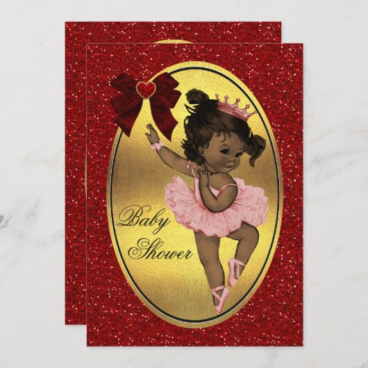 エスニックプリンセスバレリナゴフェイクールドフォイルグリッター 招待状 (正面/裏面)