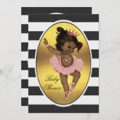 エスニックプリンセスバレリナゴールドフォイルストライプズ 招待状 (正面/裏面)