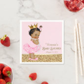 エスニックプリンセスバレリーナピンク金ゴールドベビーシャワー スタンダードカクテルナプキン (インサイチュ)