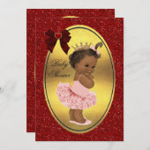 エスニックプリンセスバレリーナフェイクゴールドフォイルグリッター 招待状 (正面/裏面)