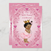 エスニックプリンセスバレリーナラブハートベビーシャワー 招待状 (正面/裏面)