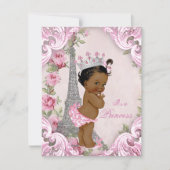 エスニックプリンセスフローラヴィンテージパリベビーシャワー 招待状 (正面)