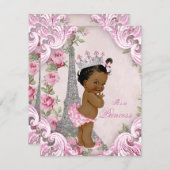 エスニックプリンセスフローラヴィンテージパリベビーシャワー 招待状 (正面/裏面)