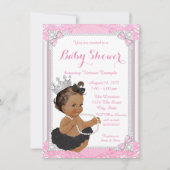 エスニックプリンセスブラックトゥチュレースパールベビーシャワー 招待状 (裏面)