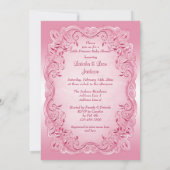 エスニックプリンセスベイビーシャワーピンクファンシーフレーム 招待状 (裏面)