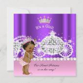 エスニックプリンセスベイビーシャワー カート ピンク パープル 招待状 (正面)
