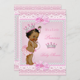 エスニックプリンセスベビーシャワーガールピンクパールティアラ 招待状