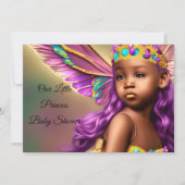 エスニックプリンセスベビーシャワーバタフライパープル 招待状 (正面)