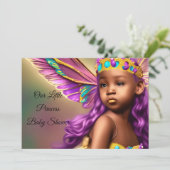 エスニックプリンセスベビーシャワーバタフライパープル 招待状 (スタンド正面)