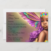 エスニックプリンセスベビーシャワーバタフライパープル 招待状 (裏面)