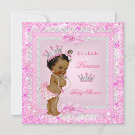 エスニックプリンセスベビーシャワーピンクグリッターティアラ 招待状
