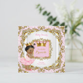 エスニックプリンセスベビーシャワーピンクレースホワイト金ゴールド 招待状 (スタンド正面)