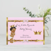 エスニックプリンセスベビーシャワーピンク金ゴールドガール 招待状 (スタンド正面)