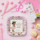 エスニックプリンセスベビーシャワーピンク金ゴールドバラフローラ ペーパープレート (パーティー)