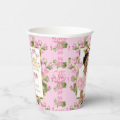 エスニックプリンセスベビーシャワーピンク金ゴールドバラフローラ 紙コップ (右)