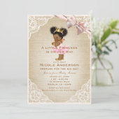 エスニックプリンセスヴィンテージベビーガール素朴シャワー 招待状 (スタンド正面)