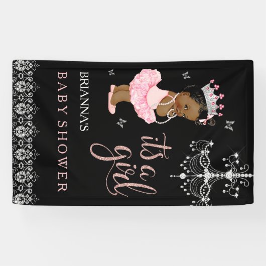 エスニックプリンセス女の子ベビーシャワーのバナー 横断幕 (横)