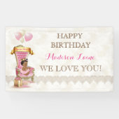 エスニックプリンセス王室の玉座ガールピンク金ゴールド 横断幕 (横)