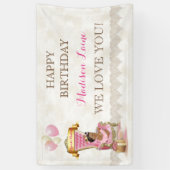 エスニックプリンセス王室の玉座ガールピンク金ゴールド 横断幕 (縦)