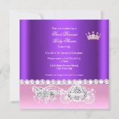 エスニックプリンセス赤ちゃんシャワーキャリッジピンクパープル 招待状 (裏面)