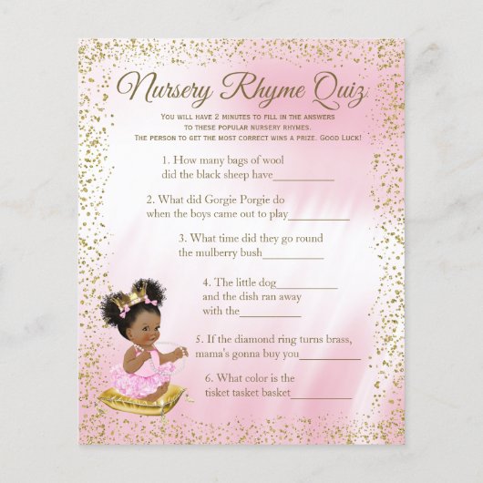 エスニックプリンセス赤ちゃんシャワーゲーム (裏面)