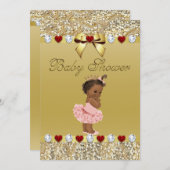 エスニックプリンセス金ゴールド·フェイクセキンズ·アンド·ボウ 招待状 (正面/裏面)