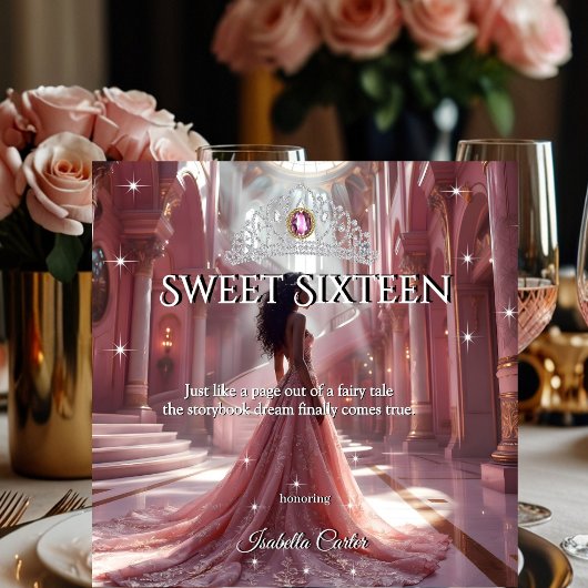 エスニックプリンセス スウィート16 バースデーパーティー ピンク 招待状