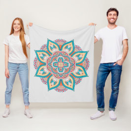 エスニックプリントカラフルマンダラスタイルパターン フリースブランケット