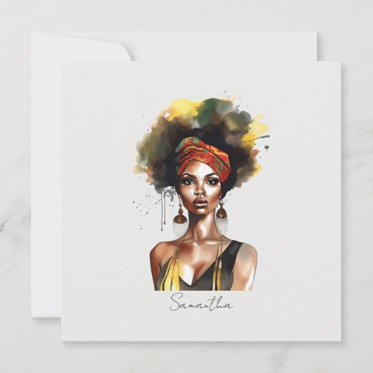 エスニックヘッドラップを着た黒人女性 (正面)