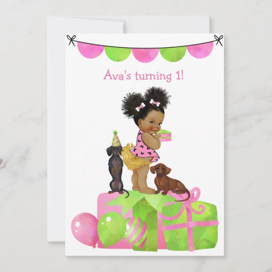 エスニックベビーガールダシュントパーティの招待状 招待状 (正面)