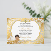 エスニックベビーガールバプテスマ金ゴールドクロスサンキューサンキュー サンキューカード (スタンド正面)