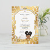 エスニックベビーガールバプテスマ《キリスト教》洗礼式や命名式金ゴールドクロス 招待状 (スタンド正面)