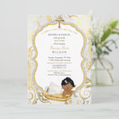 エスニックベビーガールバプテスマ《キリスト教》洗礼式や命名式金ゴールドクロス 招待状 (スタンド正面)