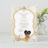 エスニックベビーガールバプテスマ《キリスト教》洗礼式や命名式金ゴールドクロス 招待状 (スタンド正面)