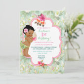 エスニックベビーガールビキニ熱帯ルアウ（ハワイ式宴会）ハワイアン 招待状 (スタンド正面)