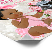 エスニックベビーガールピンク牡丹フォトベビーシャワー ポスター (角)