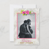 エスニックベビーガールピンク&金ゴールドエレガント写真 サンキューカード (裏面)