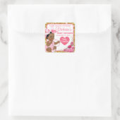 エスニックベビーガールピンク&金ゴールドベビーシャワー スクエアシール (バッグ)