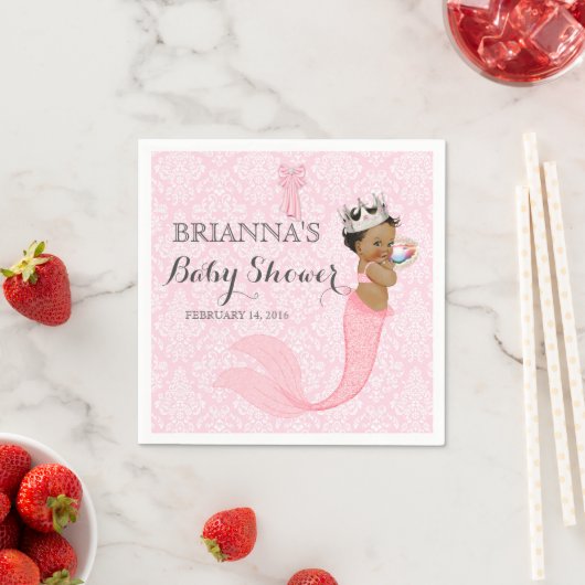 エスニックベビーガールマーメイドプリンセスクラウンダマスク スタンダードカクテルナプキン (インサイチュ)