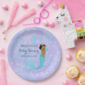 エスニックベビーガールマーメイドプリンセスパープルターコイズ ペーパープレート (パーティー)