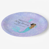 エスニックベビーガールマーメイドプリンセスパープルターコイズ ペーパープレート (アングル)