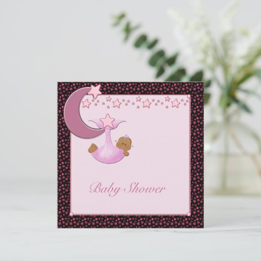 エスニックベビーガールムーン&スターズシャワー招待状 招待状 (スタンド正面)