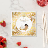 エスニックベビーガール《キリスト教》洗礼式や命名式バプテスマ金ゴールドシルバー スタンダードカクテルナプキン (インサイチュ)