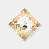 エスニックベビーガール《キリスト教》洗礼式や命名式バプテスマ金ゴールドシルバー スタンダードカクテルナプキン (角)