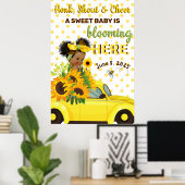 エスニックベビーガール |黄色ひまわり赤ちゃんシャワー ポスター (ホームオフィス)