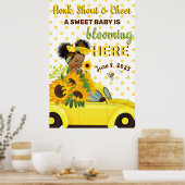 エスニックベビーガール |黄色ひまわり赤ちゃんシャワー ポスター (キッチン)