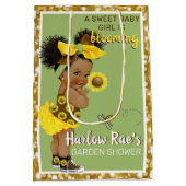 エスニックベビーガール |黄色ひまわり金ゴールドグリッター ミディアムペーパーバッグ (裏面)