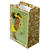 エスニックベビーガール |黄色ひまわり金ゴールドグリッター ミディアムペーパーバッグ (裏面アングル)