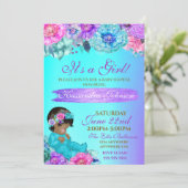 エスニックベビーパエレガントープルティール（緑がかった色）金ゴールドシャワー 招待状 (スタンド正面)